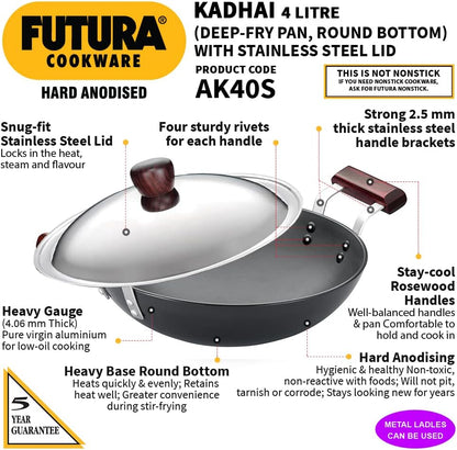 Hawkins Futura Hard Anodised Deep Fry Pan, 30 cm Diameter