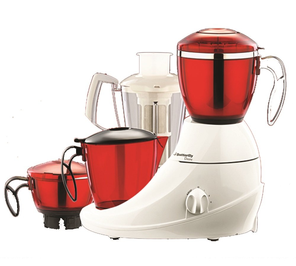 Butterfly Desire Mixer Grinder with 3 Jars (Red and White) Indian Plug