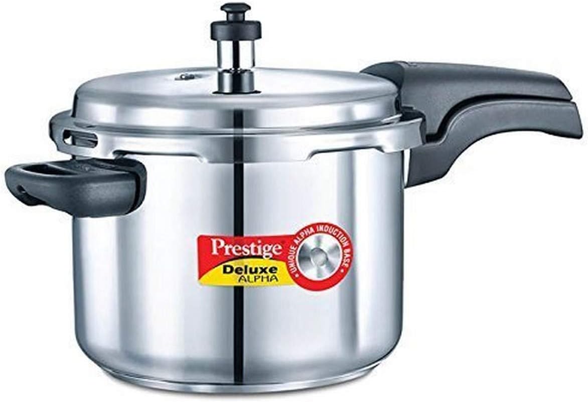 Prestige 5.5L Alpha Deluxe Induction Base Stainless Steel Pressure Cooker, 5.5-Liter