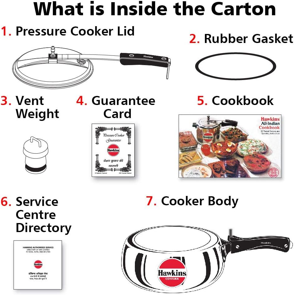 Hawkins Contura Pressure Cooker, 2 Litre Capacity