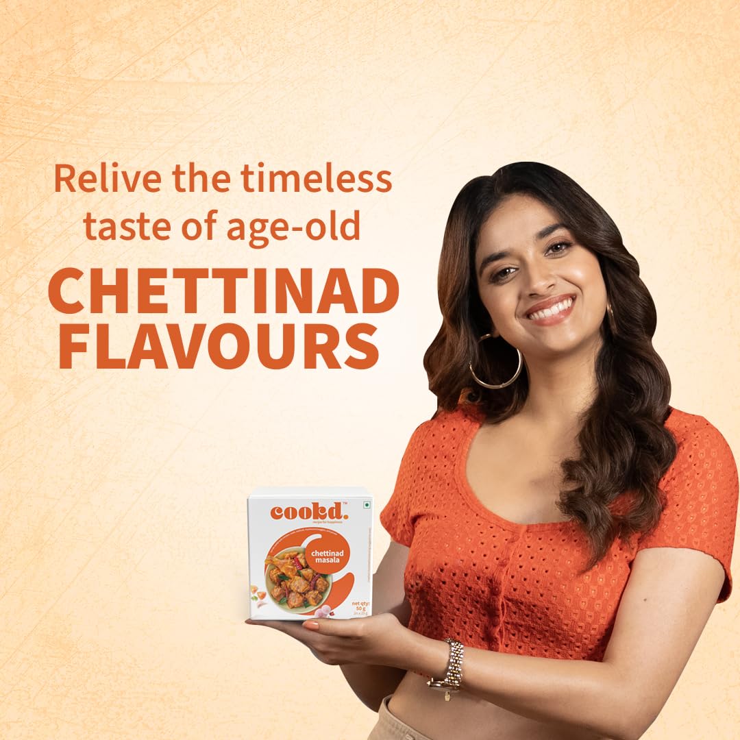 Cookd Chettinad Masala 50g (Pack of 3) | Ready To Cook in 15 Minutes | Can be cooked with Paneer, Vegetables, Chicken, Fish & Meat | No Added Flavours, Preservatives & Artificial Colors