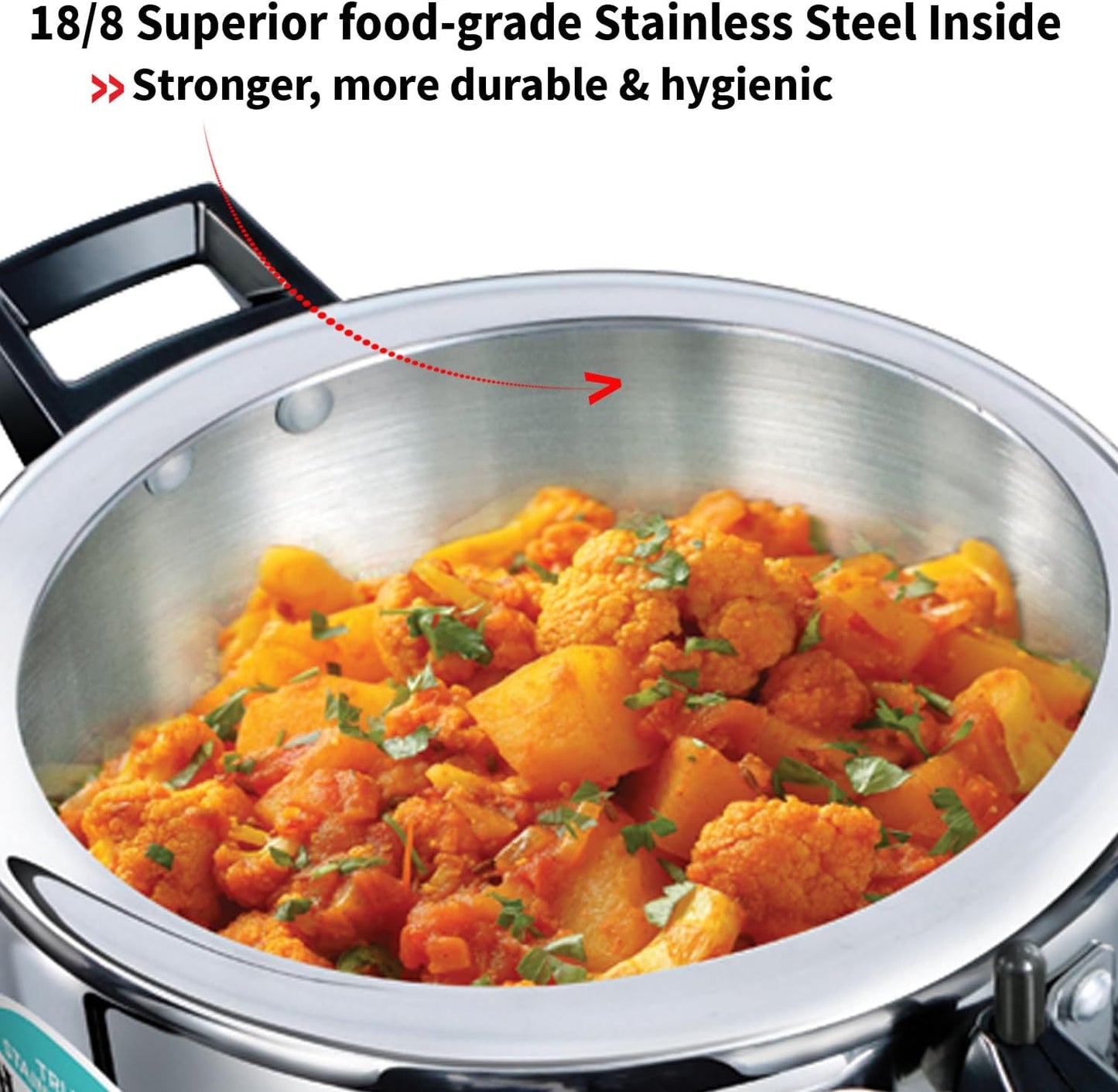 Hawkins 3.5 Litre Triply Stainless Steel Pressure Cooker, Inner Lid Cooker, Silver (HSST35)
