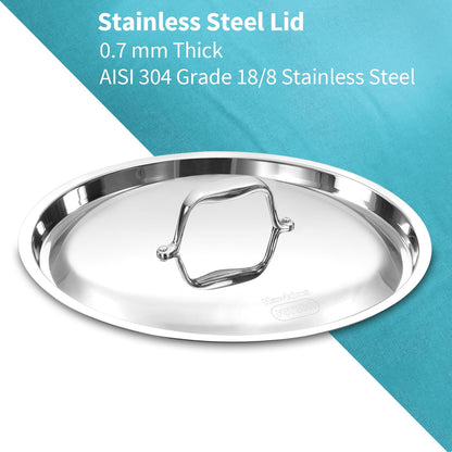 Hawkins Pro 26 cm Frying Pan, Triply Stainless Steel Fry Pan with Stainless Steel Handle and Stainless Steel Lid, Silver (PSF26S)