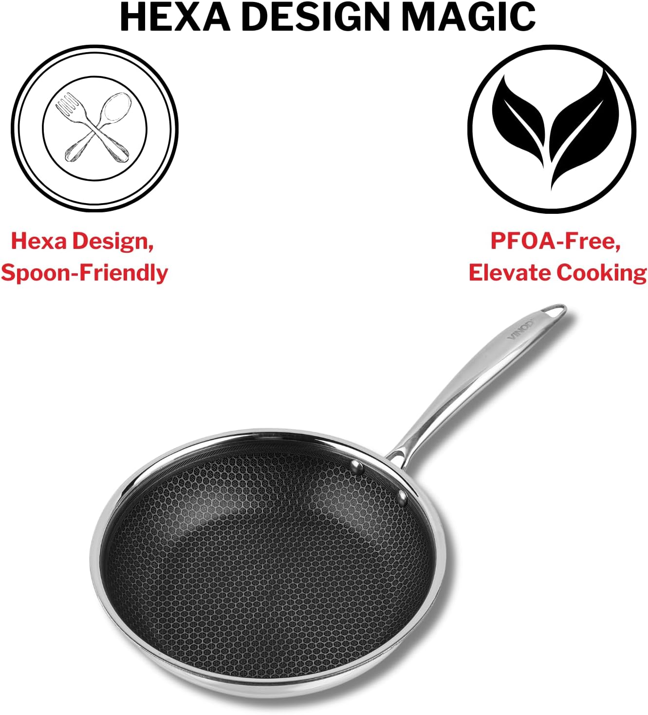 Vinod Platinum Triply Stainless Steel X FRYPAN 24 cm(Induction Friendly)