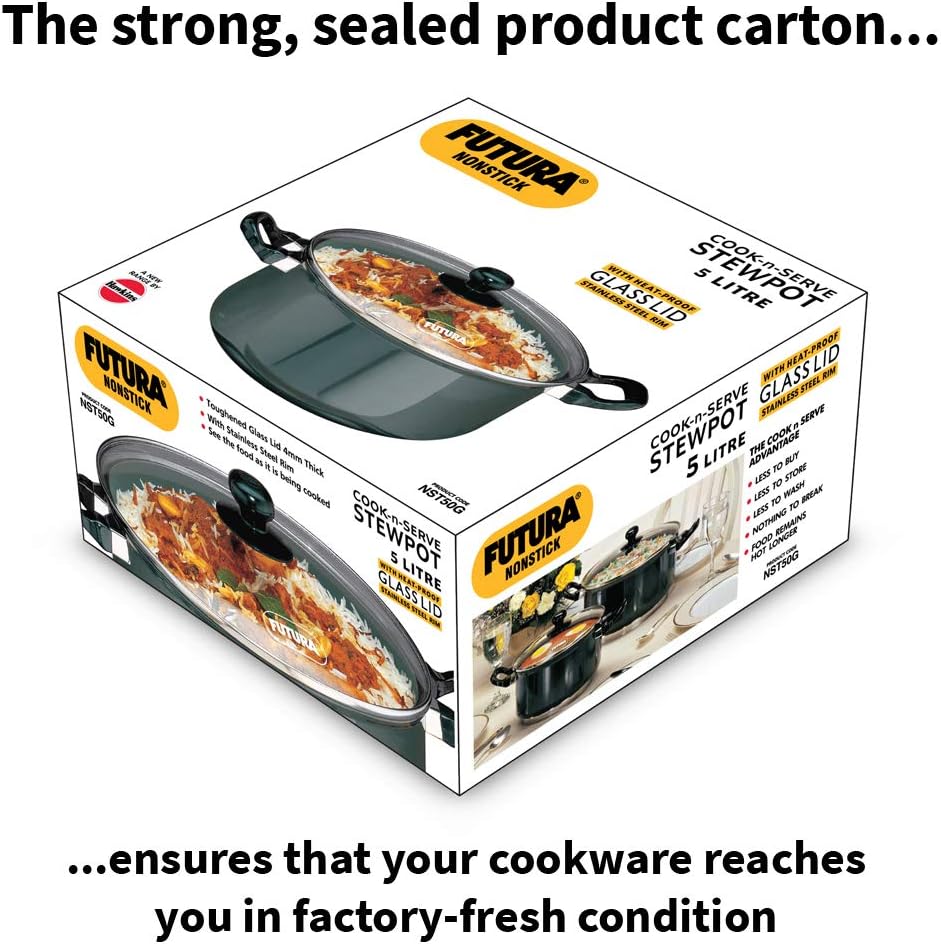Hawkins Non-Stick Cook-N-Serve Stewpot with Glass Lid 3L , 5L