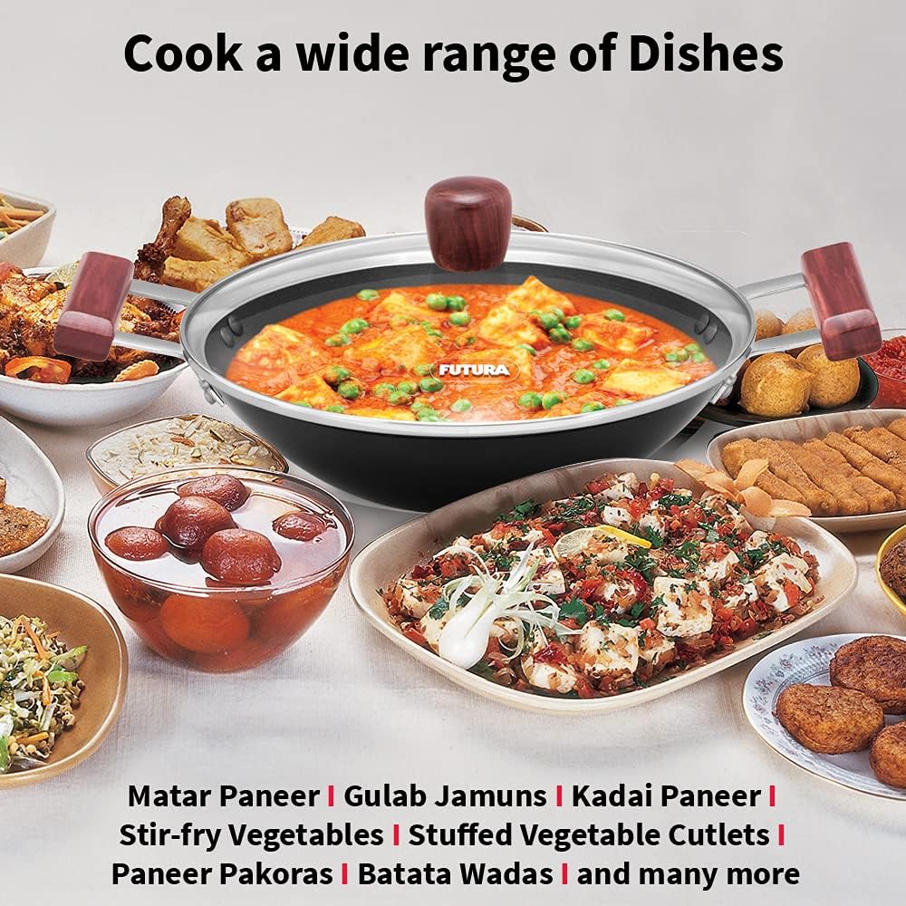 Hawkins Futura Hard Anodised Deep Fry Pan with Glass Lid, 2 Litre Capacity