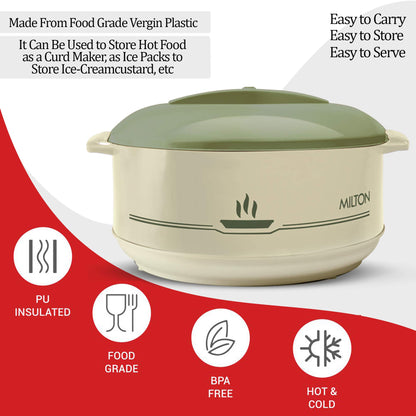 MILTON Steel Celestial Casserole (4000ml, White and Green)