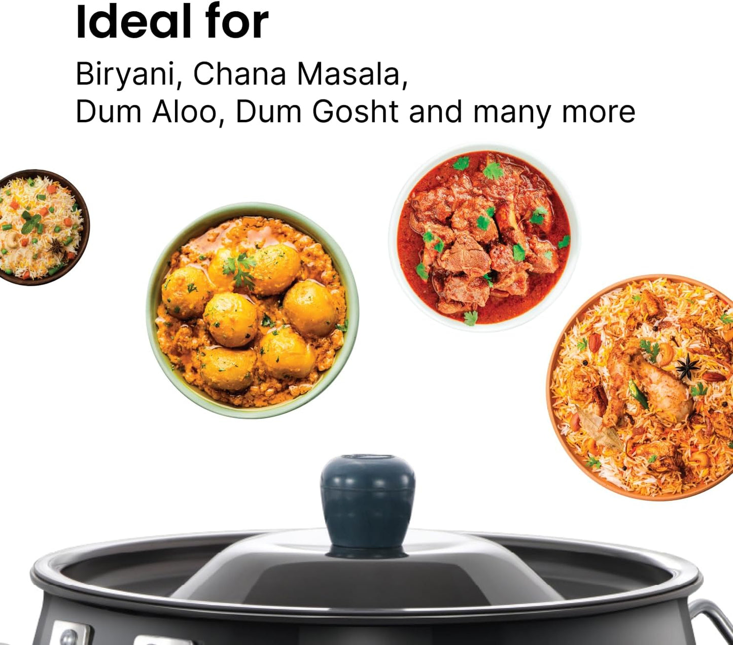 Hawkins Futura 8 Litre BigBoy Biryani Handi, Hard Anodised Pot with Hard Anodised Lid, Sauce Pan for Cooking and Serving Biriyani, Black (ABH8)