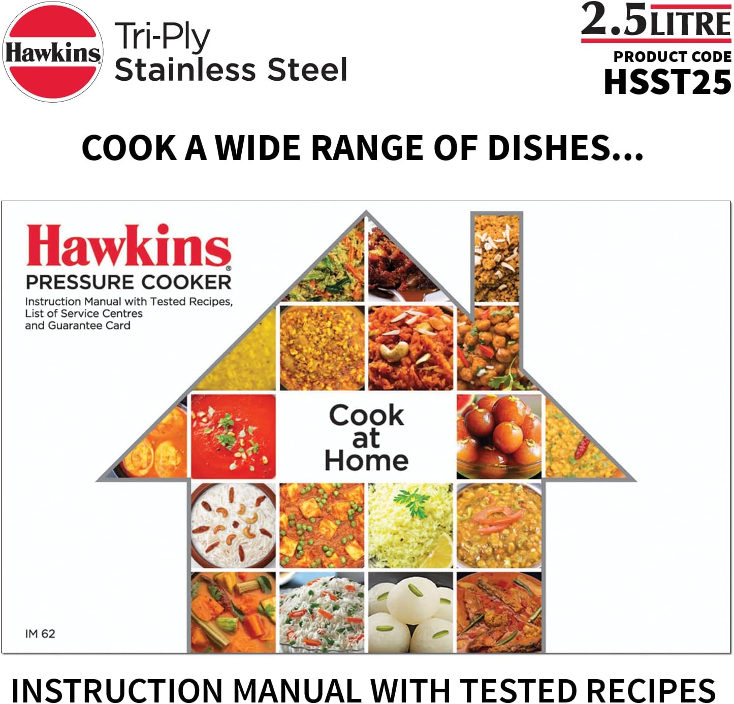 Hawkins 2.5 Litre Triply Stainless Steel Pressure Cooker, Inner Lid Cooker, Silver (HSST25)