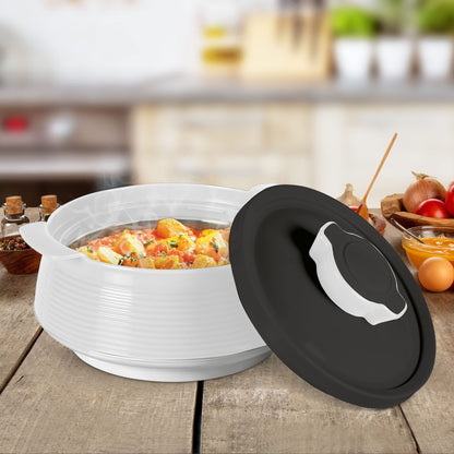 MILTON Venice 1500 Insulated Inner Stainless Steel Casserole, 1.35 litres, Micro White | BPA Free | Food Grade | Easy to Carry | Easy to Store | Ideal for Chapatti | Roti | Curd Maker