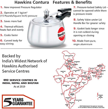 Hawkins Contura Pressure Cooker, 2 Litre Capacity