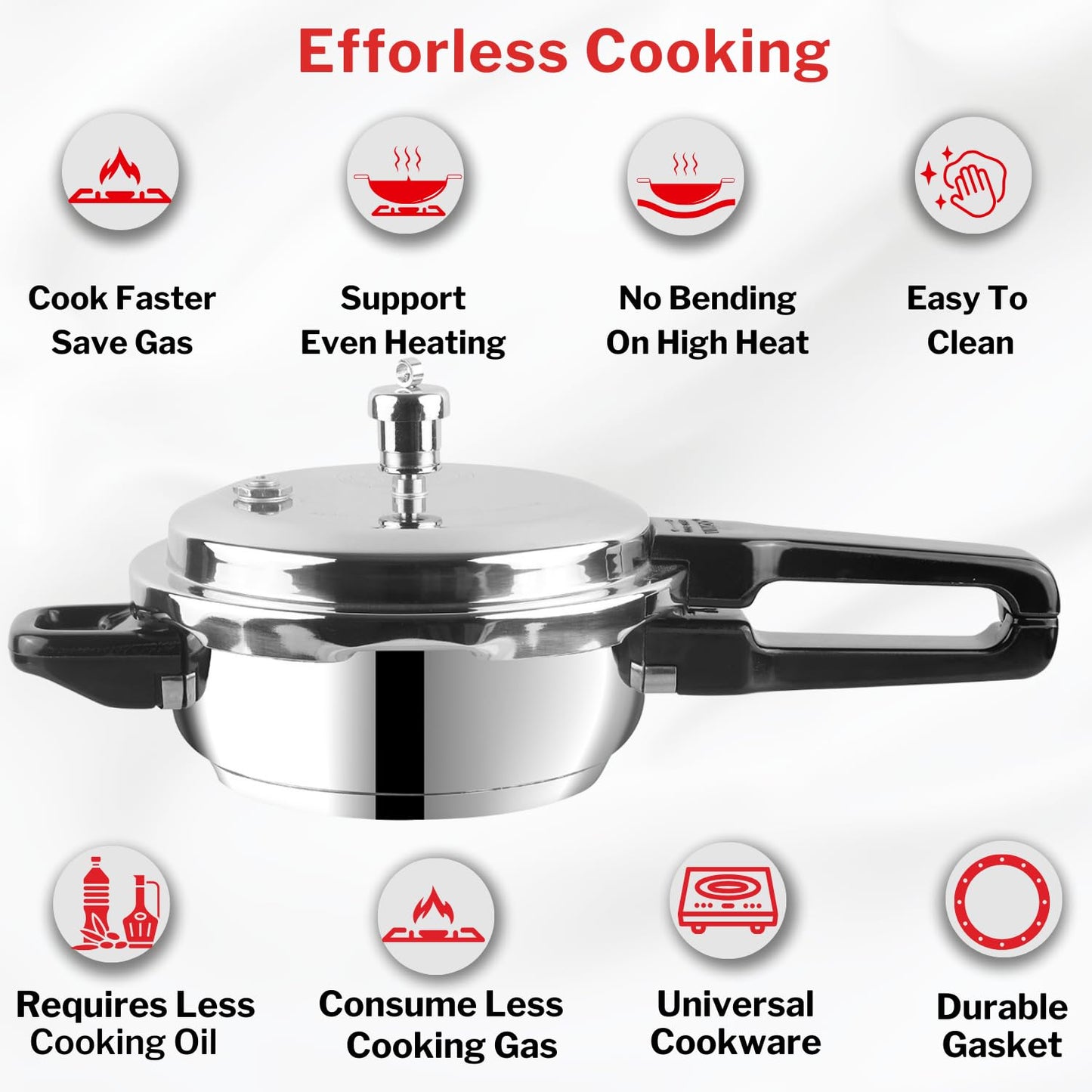 Vinod Stainless Steel Deep Pan Pressure Cooker 4.5 Litres | Dual Use as Fry Pan & Cooker | Sandwich Bottom | Induction & Gas Compatible | ISI & CE Certified | Silver Finish