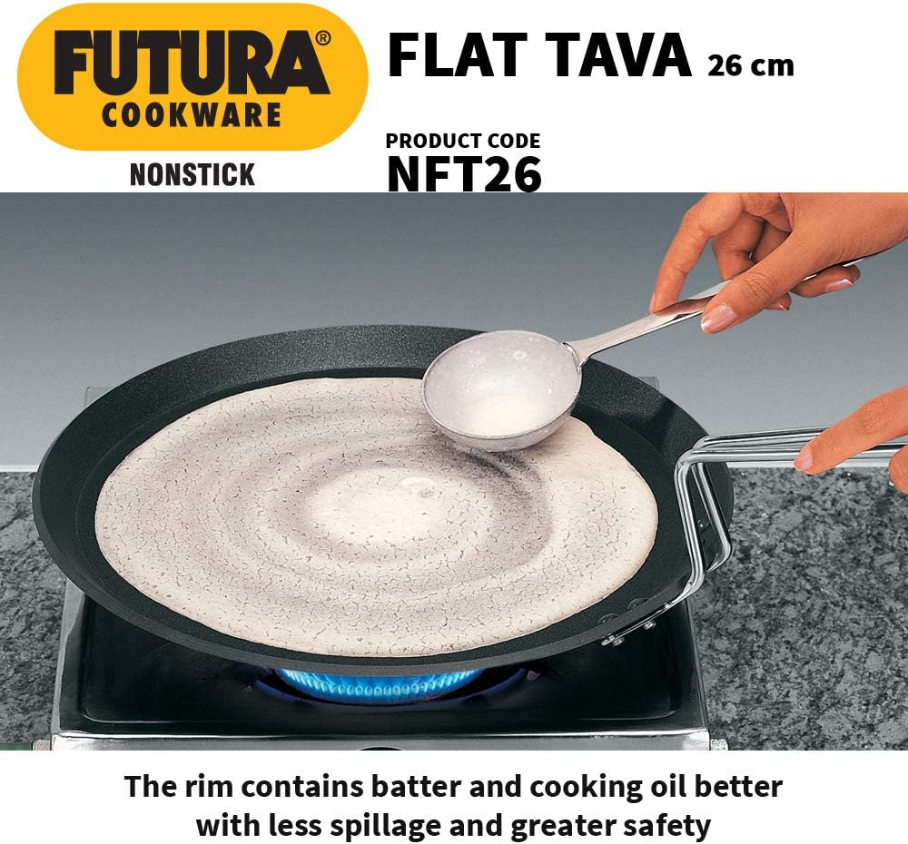 Hawkins FUTURA IQ45 Non-Stick Induction Compatible Flat Tava Griddle, 10-inch Black