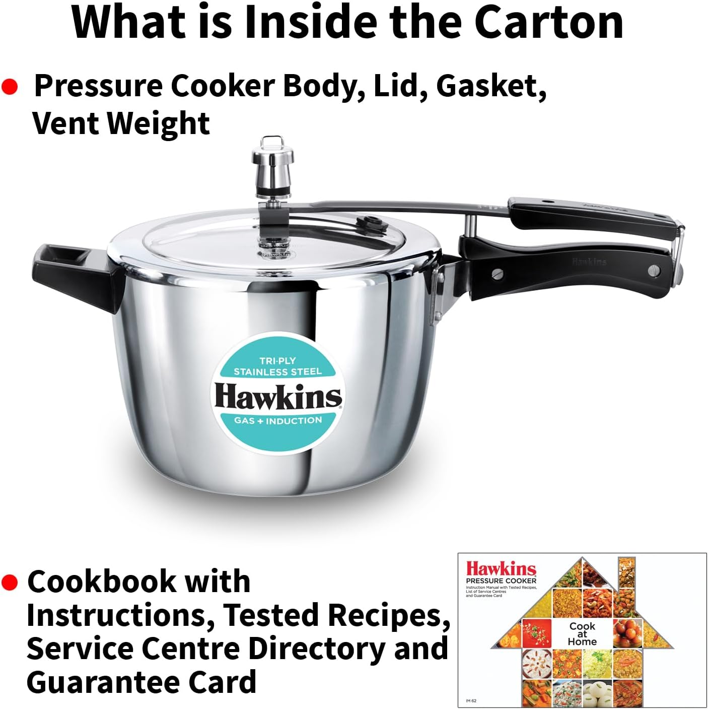 Hawkins 4.5 Litre Triply Stainless Steel Pressure Cooker, Inner Lid Cooker, Silver (HSST45)