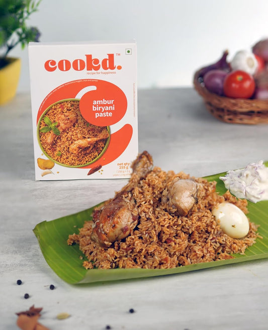 Cookd Ambur Biryani Paste 255g (Serves 3 People) | Ready to Cook Authentic Paste & Seasoning Oil | Zero Added Preservatives & Flavours | Enjoy with Chicken Biryani (Pack of 1)