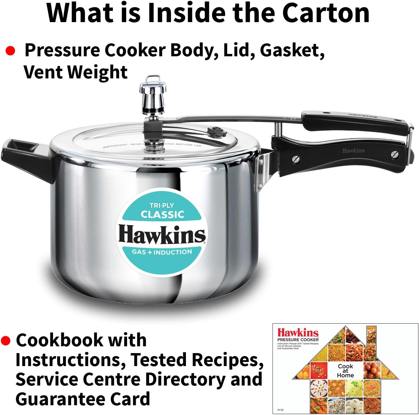 Hawkins Classic 5 Litre Tri-Ply Pressure Cooker, Triply Stainless Steel Inner Lid Cooker, Silver (SSTCL50)