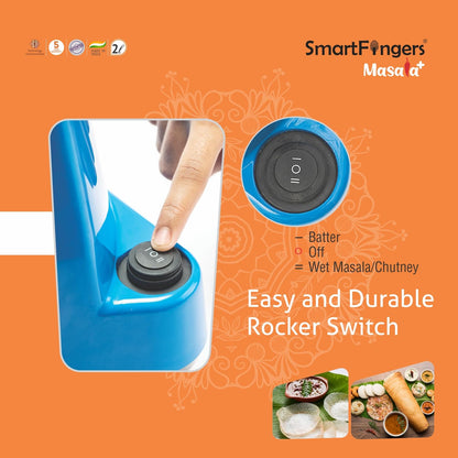 SmartFingers Masala + Table Top Masala and Batter Wet Grinder 230V 50hz, 2 Liter, Blue