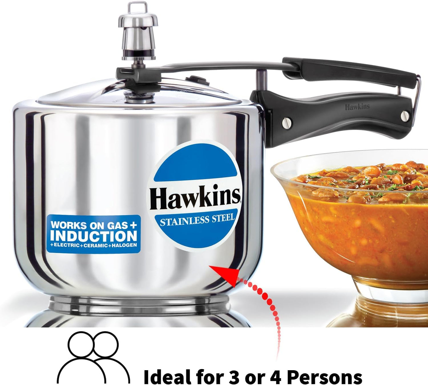 Hawkins Stainless Steel Tall Pressure Cooker, 3 Litre Capacity