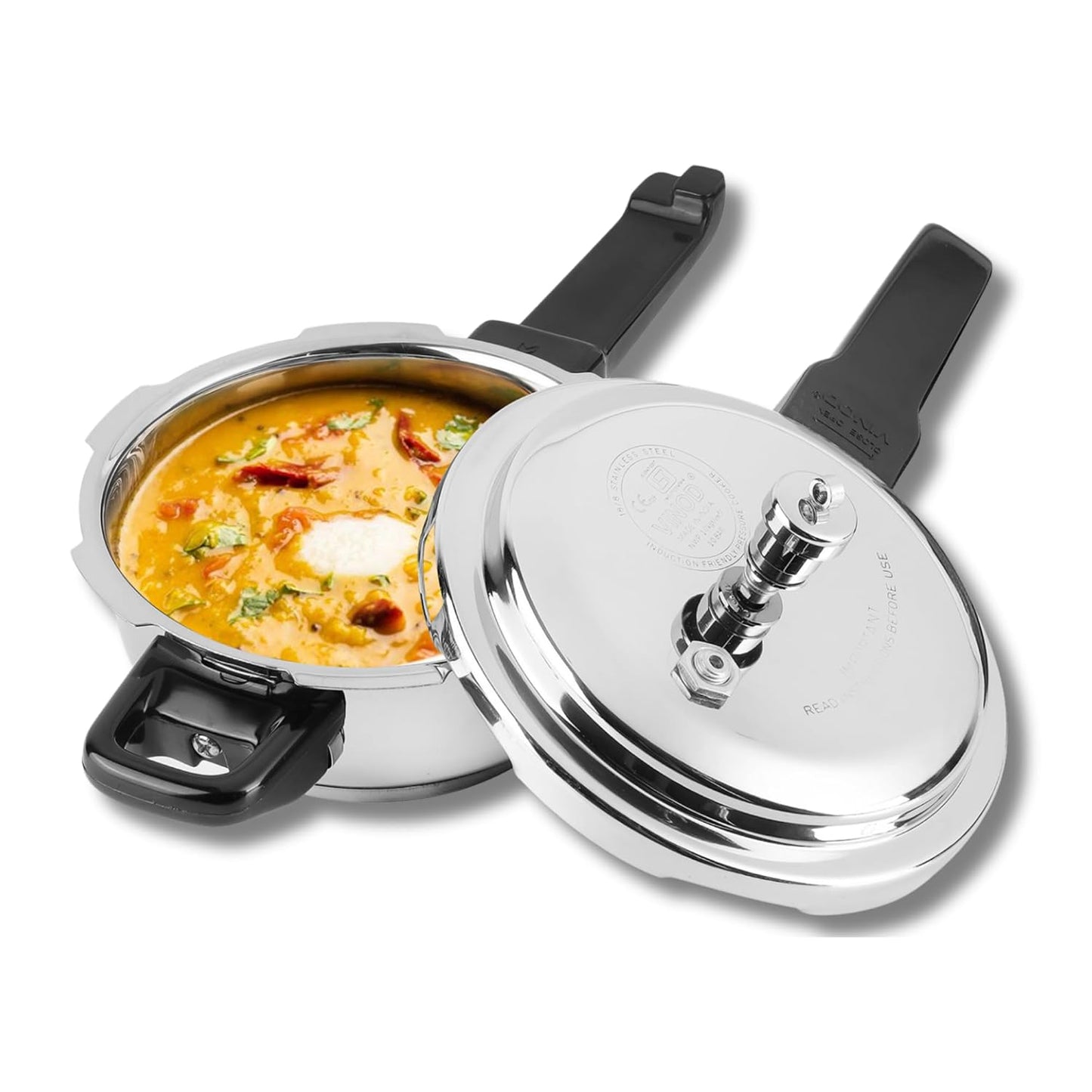 Vinod Stainless Steel Deep Pan Pressure Cooker 4.5 Litres | Dual Use as Fry Pan & Cooker | Sandwich Bottom | Induction & Gas Compatible | ISI & CE Certified | Silver Finish