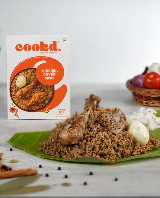 Cookd Dindigul Biryani Paste 255g (Serves 3 People) | Ready to Cook Authentic Biryani Masala Mix in 20 Minutes | Biryani Masala Paste with No Added Flavours & Preservatives (Pack of 1)