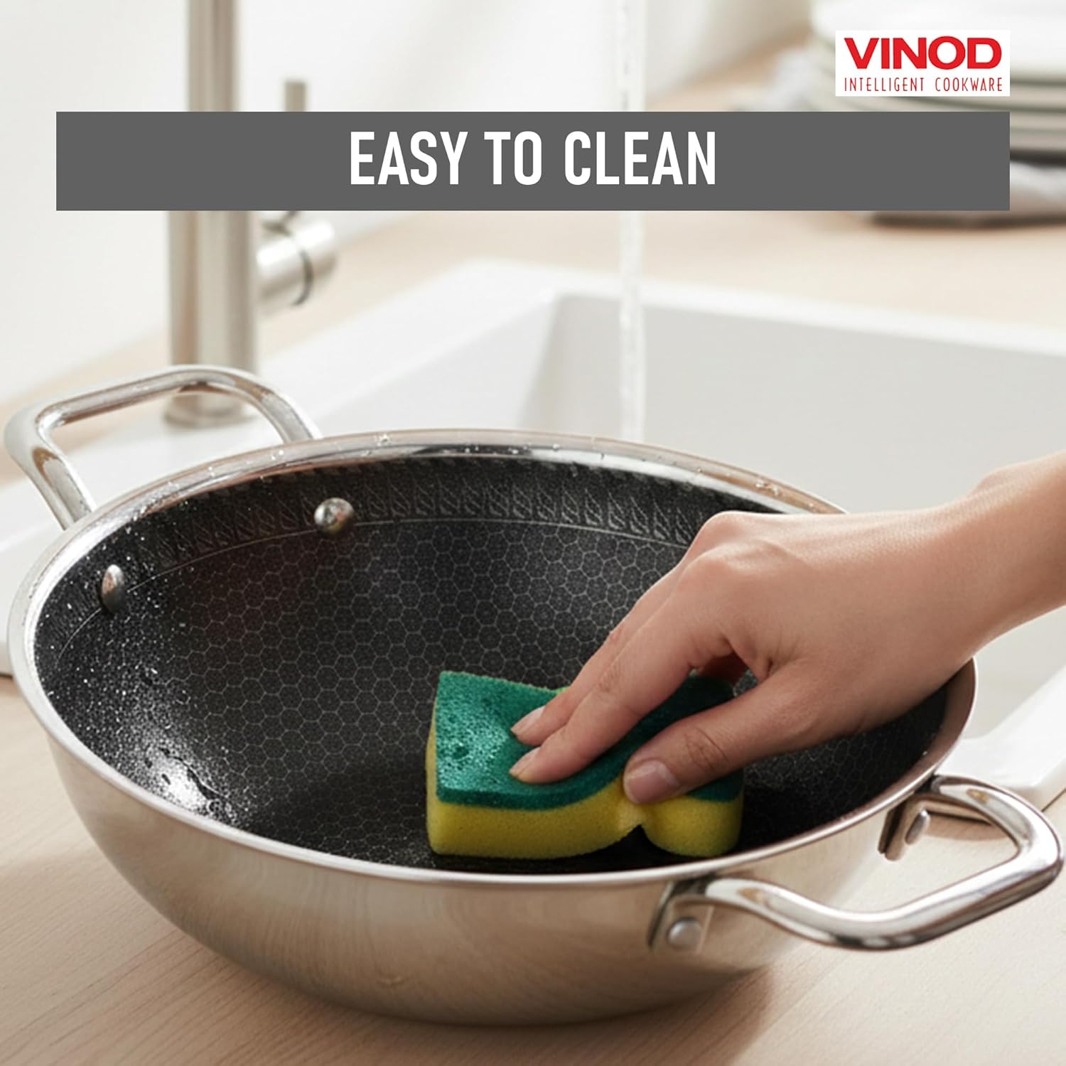 Vinod Nutri-Tech Triply Nonstick Kadahi 26cm