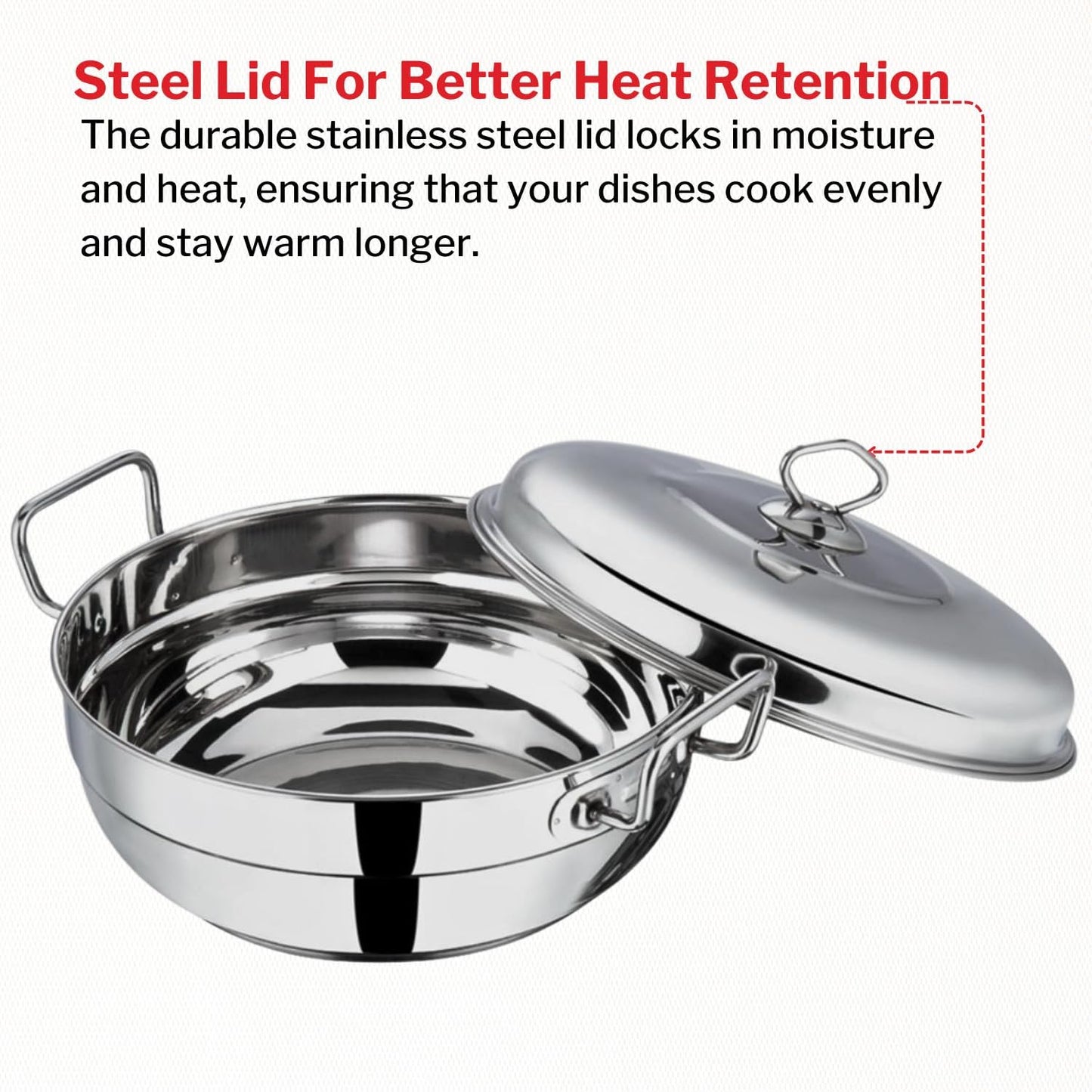 Vinod  Stainless Steel Idli (2 plates), Dhokla (2 plates) and Patra ( 1 plate) Multi Kadahi 26cm - Gas & Induction base