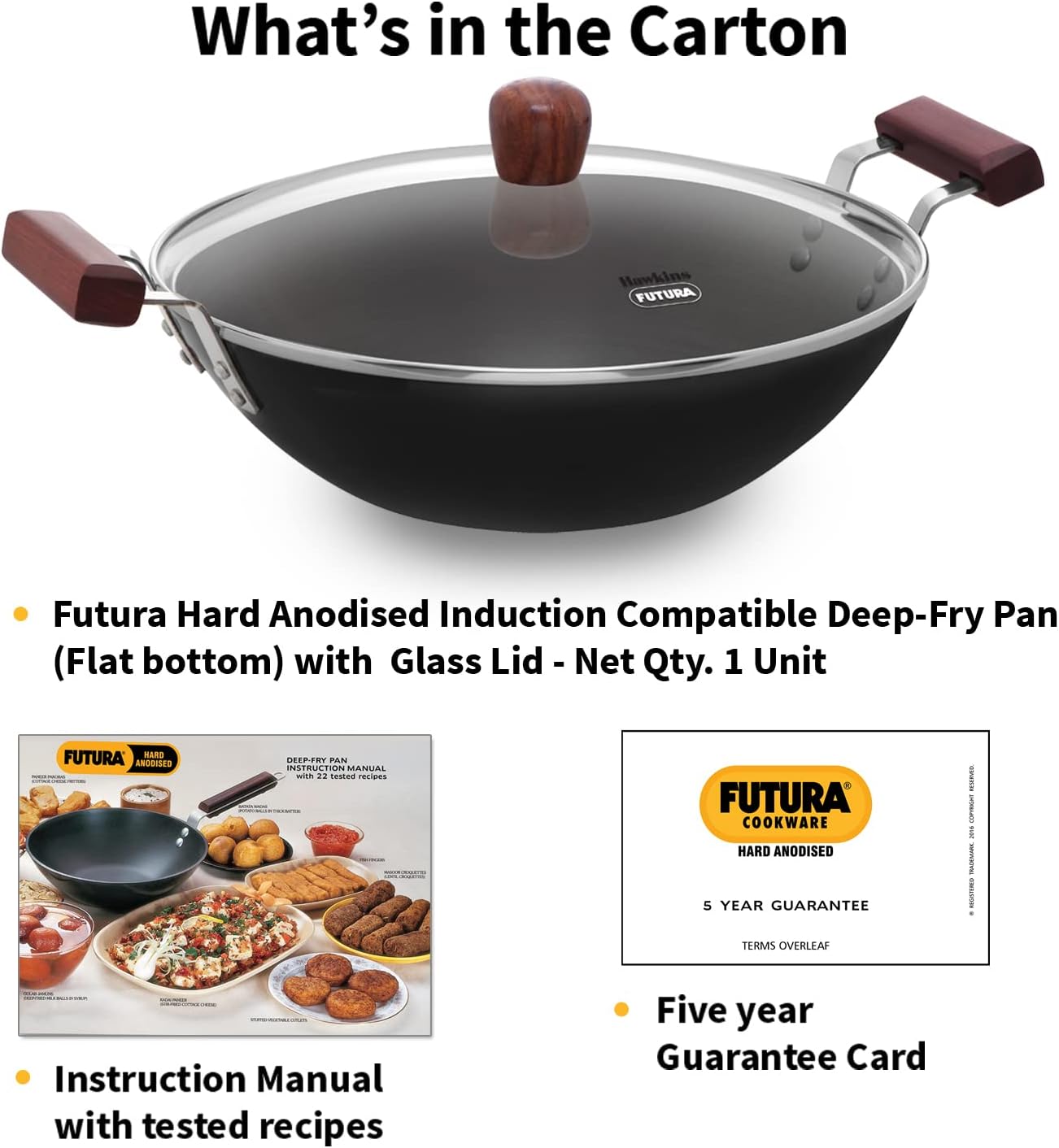 Futura INK50G Kadai, 5 Litre, Black
