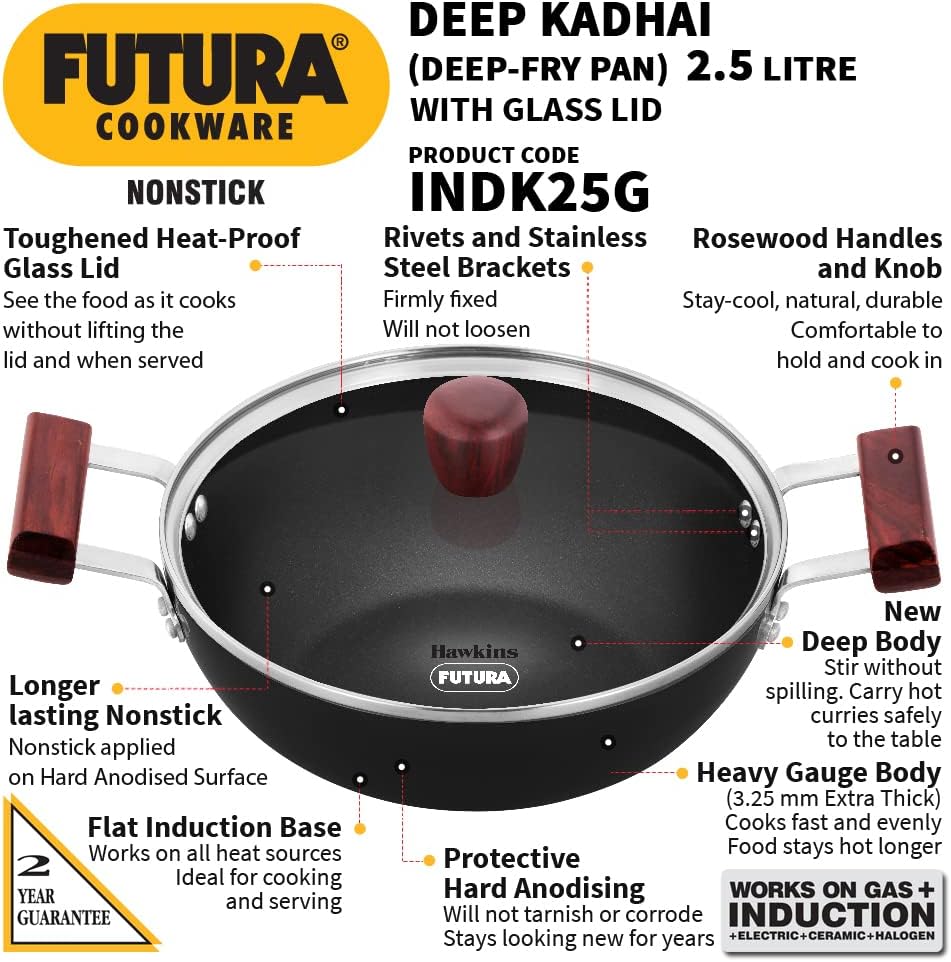 Futura INK50G Kadai, 5 Litre, Black