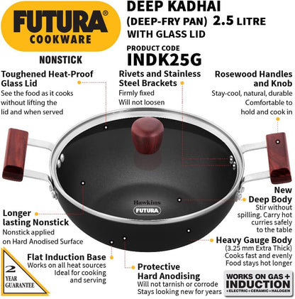 Futura INK50G Kadai, 5 Litre, Black