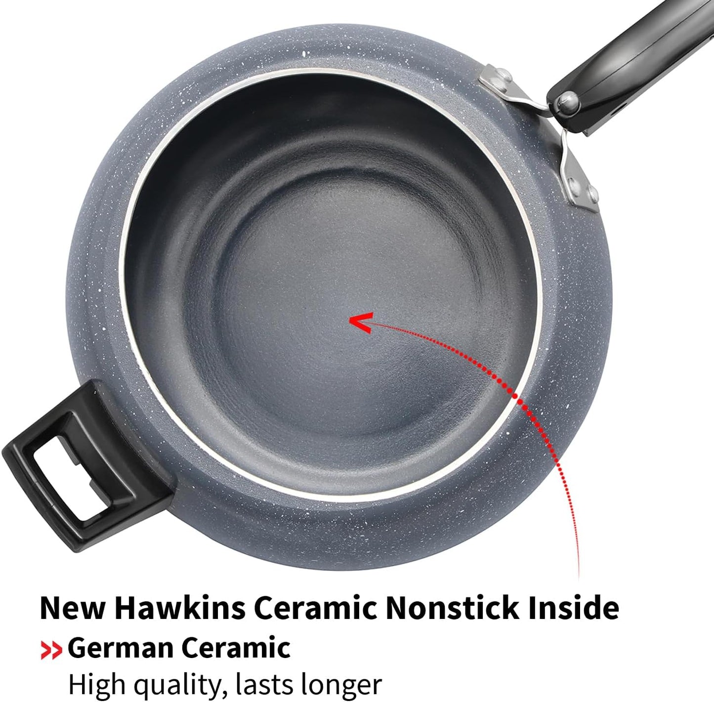 Hawkins 5 Litre Ceramic Nonstick Pressure Cooker, Induction Inner Lid, Granite Contura Shaped, Best Cooker, Blue (ICC50)