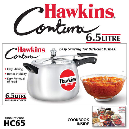 Hawkins Contura Aluminium Inner Lid Pressure Cooker, 6.5 Litre, Silver (HC65)