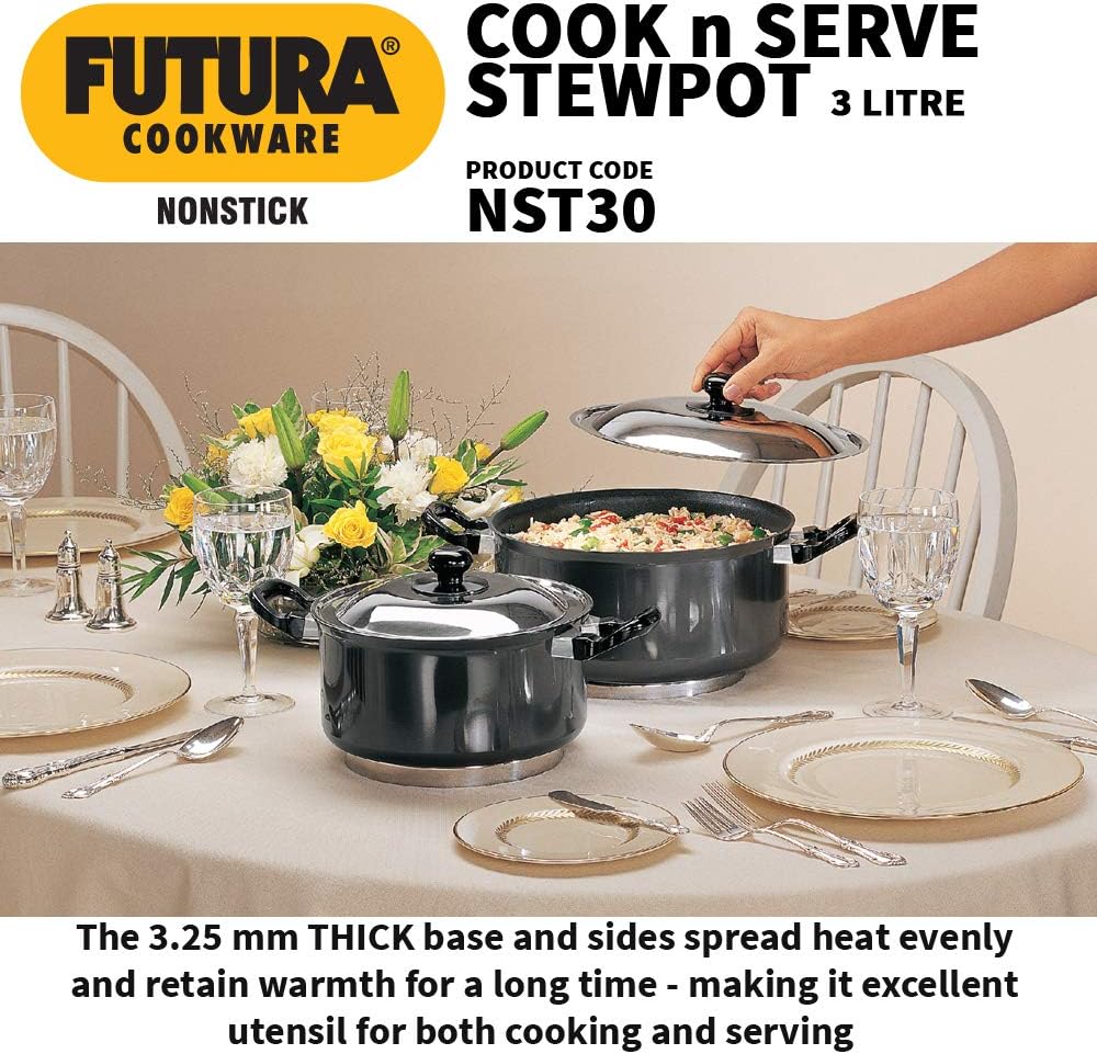 Hawkins Non-Stick Cook-N-Serve Stewpot with Glass Lid 3L , 5L