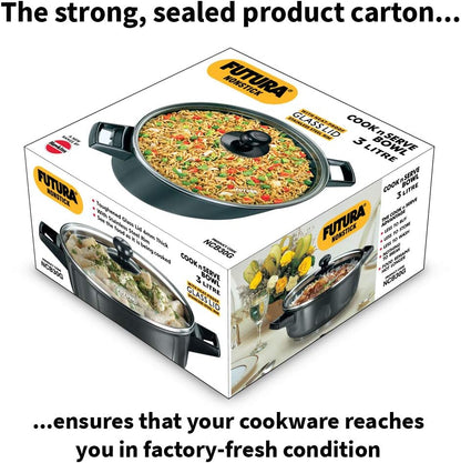 Hawkins Futura Non-Stick Cook-N-Serve Bowl with Glass Lid, 3 Litre Capacity NCB30G