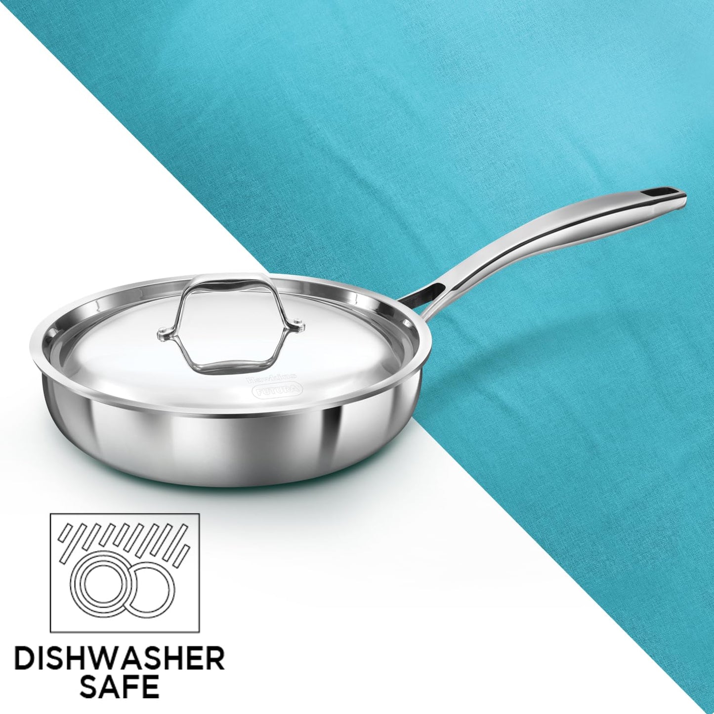 Hawkins Pro 26 cm Frying Pan, Triply Stainless Steel Fry Pan with Stainless Steel Handle and Stainless Steel Lid, Silver (PSF26S)