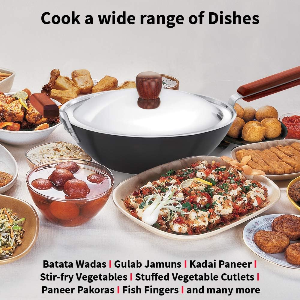 Hawkins Futura Non-Stick Induction Compatible Stir Fry Wok with Stainless Steel Lid, 3 Litre Capacity