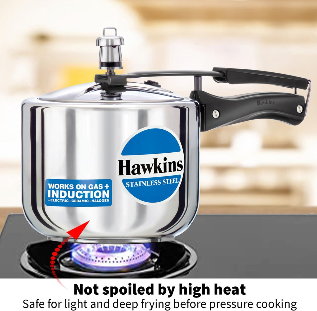 Hawkins Stainless Steel Pressure Cooker 3 Litres - Silver - Tall - Induction Compatible -HSS3T