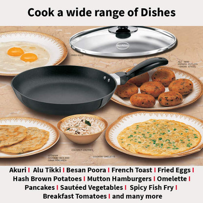 Hawkins Futura 20 cm Frying Pan, Non Stick Small Fry Pan with Glass Lid, Black (NF20G)
