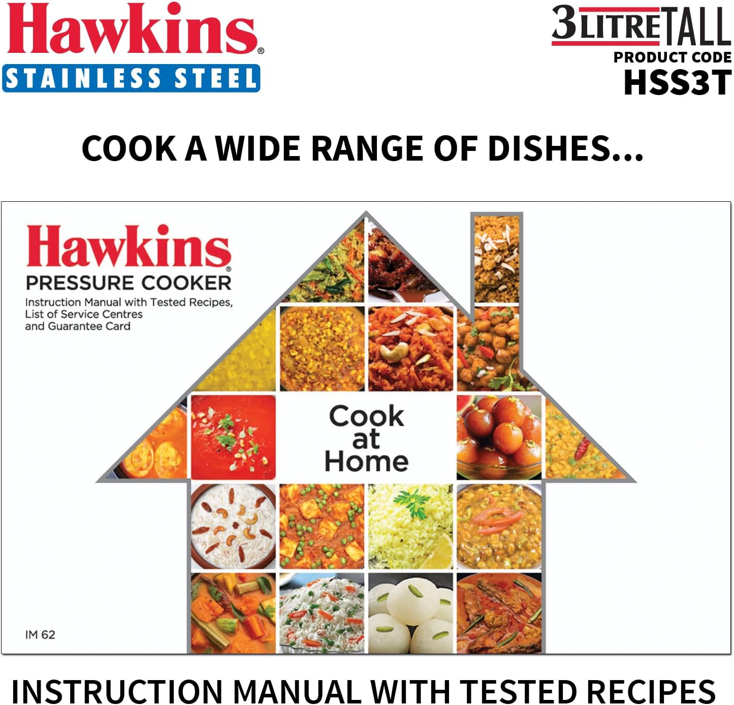 Hawkins Stainless Steel Tall Pressure Cooker, 3 Litre Capacity