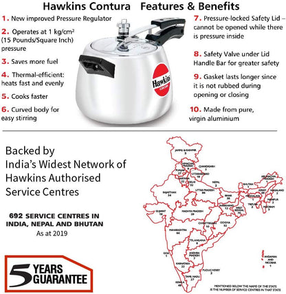 Hawkins Contura Pressure Cooker, 2 Litre Capacity
