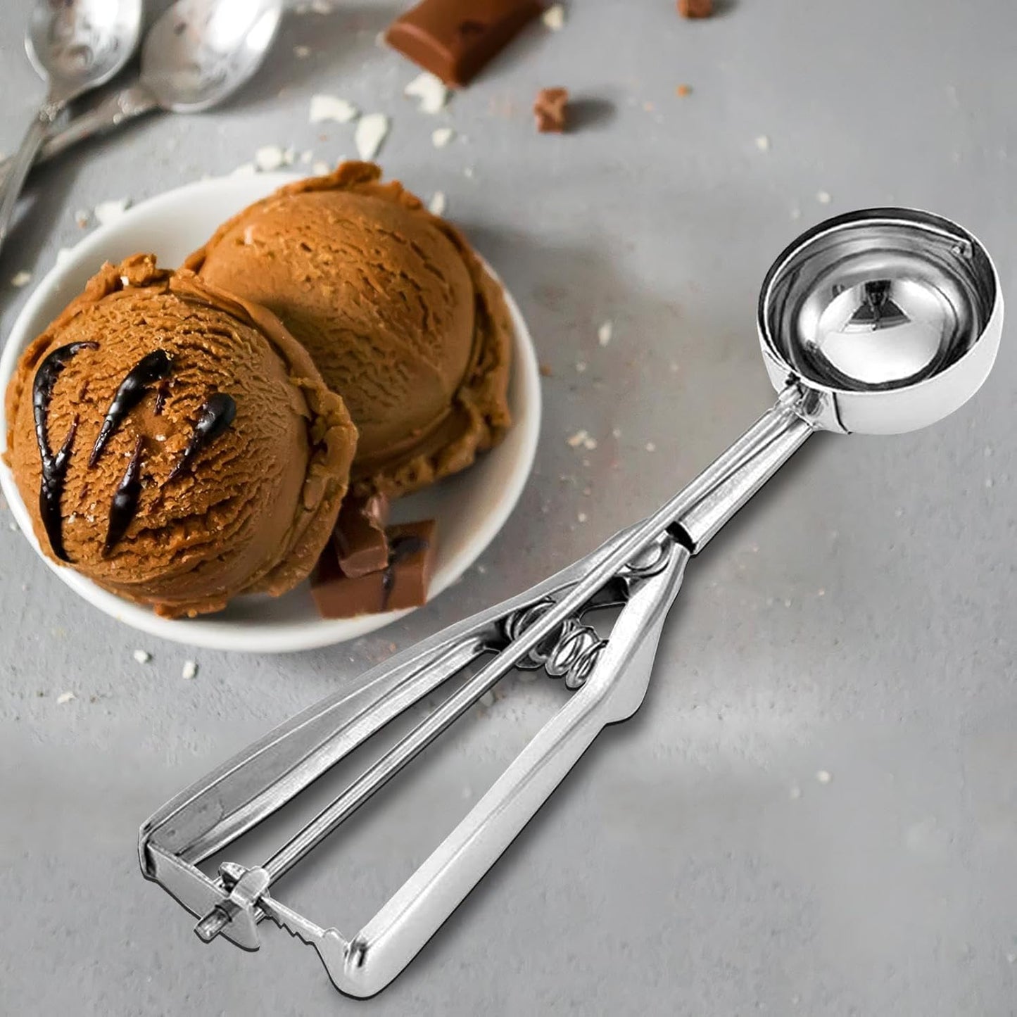 Stainless Steel Premium Ice Cream Scoop Set for Home and Kitchen, 6cm