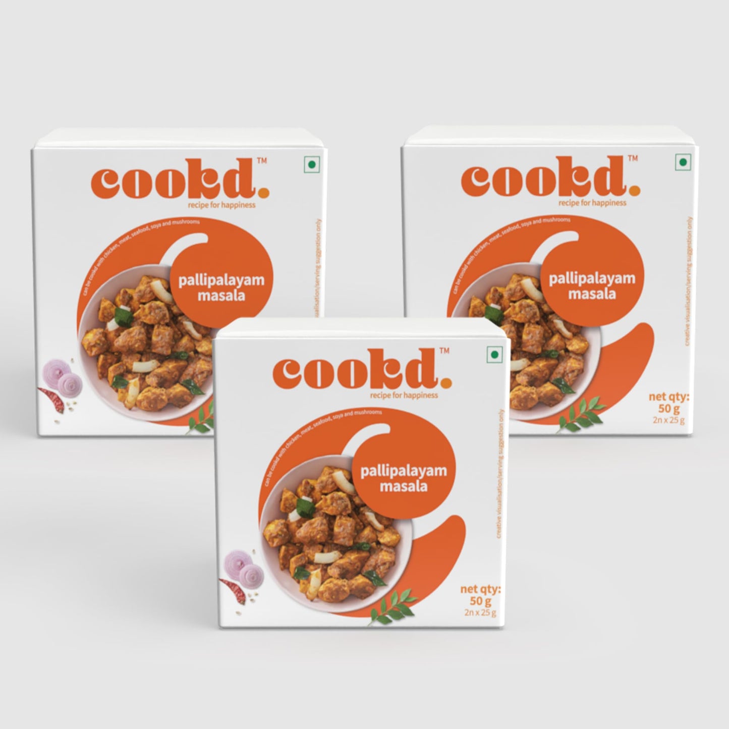 Cookd Pallipalayam Masala 50g (Pack of 2)| Ready To Cook in 15 Minutes | Can be cooked with Paneer, Vegetables, Chicken, Fish & Meat | No Added Flavours, Preservatives & Artificial Colors