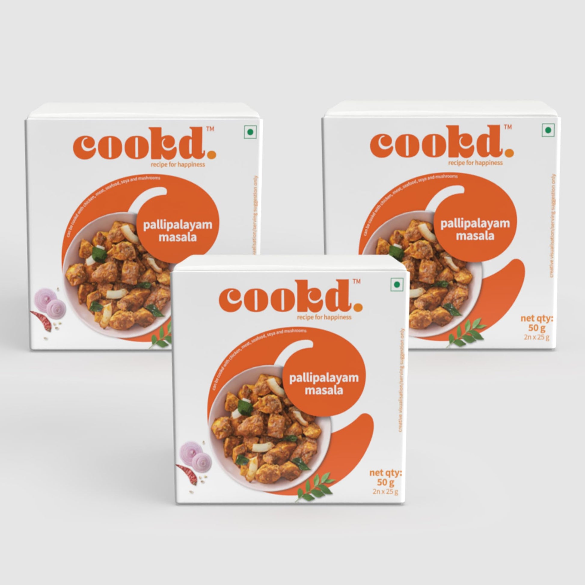 Cookd Pallipalayam Masala 50g (Pack of 2)| Ready To Cook in 15 Minutes | Can be cooked with Paneer, Vegetables, Chicken, Fish & Meat | No Added Flavours, Preservatives & Artificial Colors