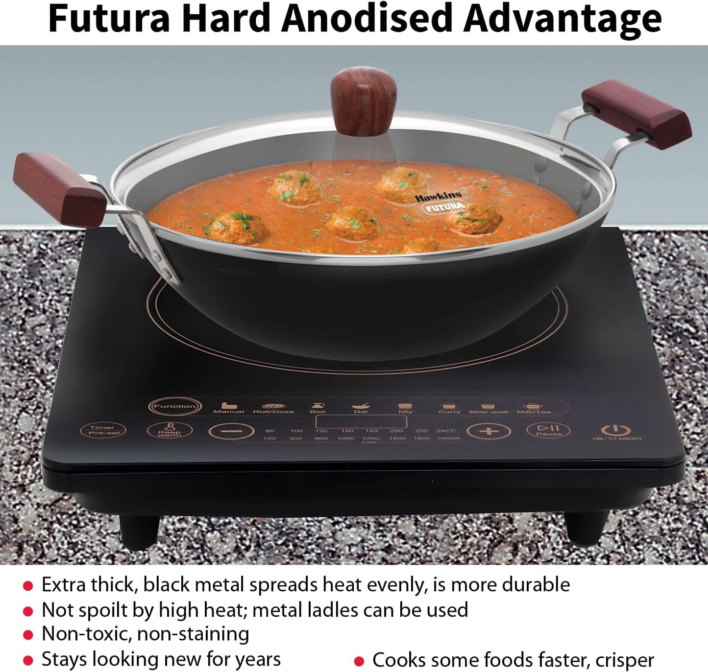 Futura INK50G Kadai, 5 Litre, Black