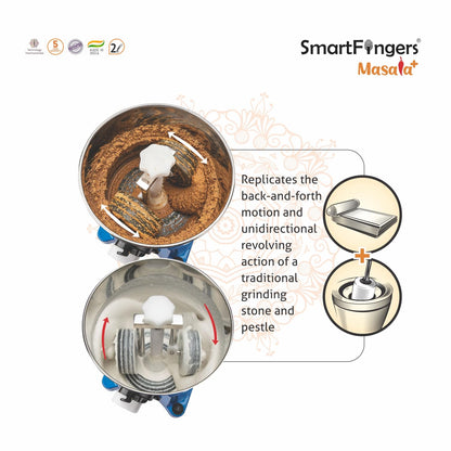 SmartFingers Masala + Table Top Masala and Batter Wet Grinder 230V 50hz, 2 Liter, Blue