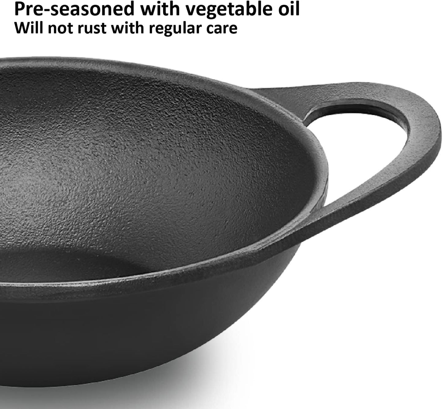 Hawkins Futura 2 Litre Cast Iron Kadhai Pan, Naturally Nonstick Cast Iron Kadai Pan with Glass Lid, Cast Iron Cookware for Kitchen, Black (CIK20G)