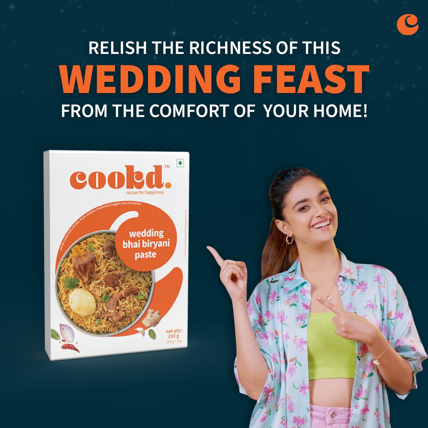Cookd Wedding Bhai Biryani Paste 255g (Serves 3 people) | Ready to Cook Biryani Masala Paste in 20 Minutes | Authentic Biryani Masala with Zero Added Flavours & Preservatives (Pack of 1)