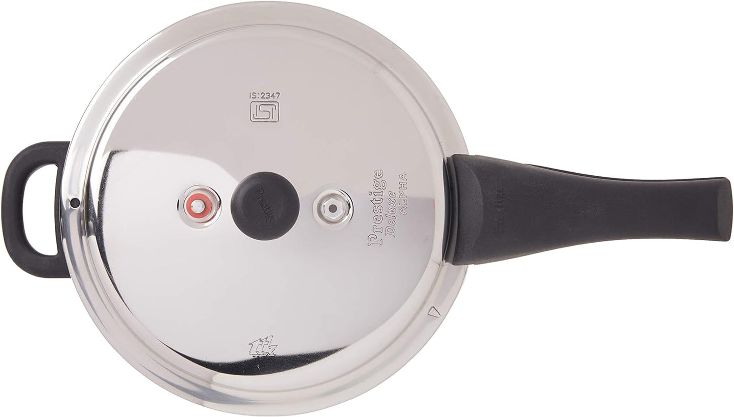 Prestige 5.5L Alpha Deluxe Induction Base Stainless Steel Pressure Cooker, 5.5-Liter
