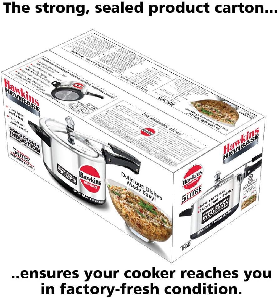Hawkins Hevibase Induction Compatible Pressure Cooker, 5 Litre, Silver (IH50)