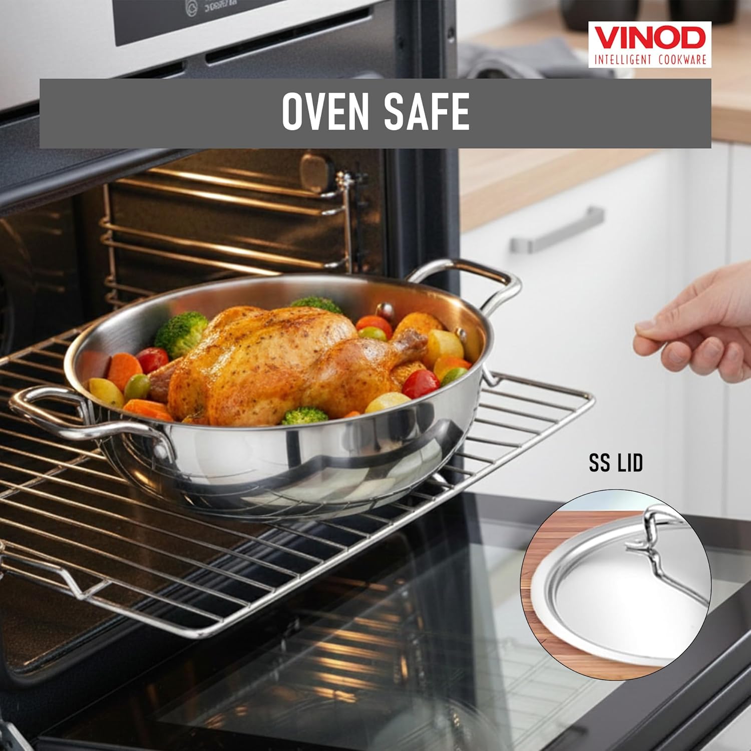 Vinod Nutri-Tech Triply Nonstick Kadahi 28cm