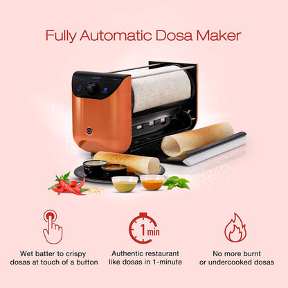 EVOCHEF EC Flip Smart Dosa Maker Food Grade Non-Stick Roller/Portable Dosa Maker (47.5X32.5X26cm) (Metallic Blue)